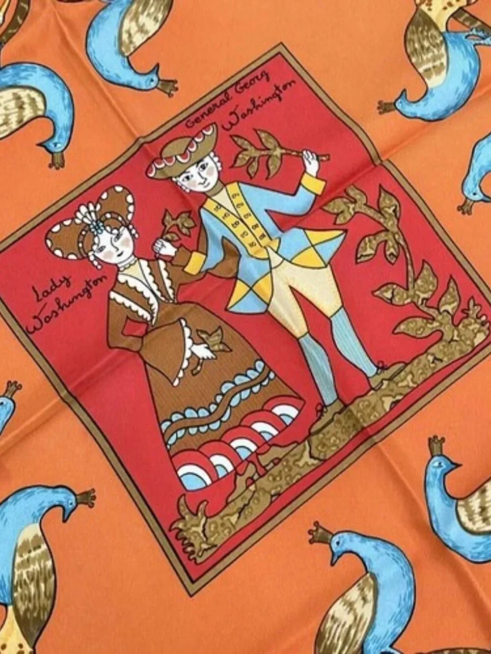 HERMES Carre 90 - Red Orange Multi Scarf - Picture 4 of 6